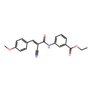(E)-ethyl 3-(2-cyano-3-(4-methoxyphenyl)acrylamido)benzoate structure