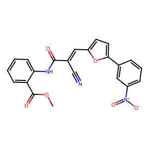 (E)-methyl 2-(2-cyano-3-(5-(3-nitrophenyl)furan-2-yl)acrylamido)benzoate structure