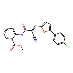 (E)-methyl 2-(3-(5-(4-chlorophenyl)furan-2-yl)-2-cyanoacrylamido)benzoate structure