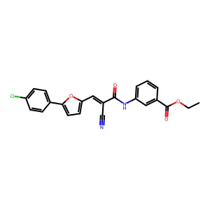 (Z)-ethyl 3-(3-(5-(4-chlorophenyl)furan-2-yl)-2-cyanoacrylamido)benzoate structure