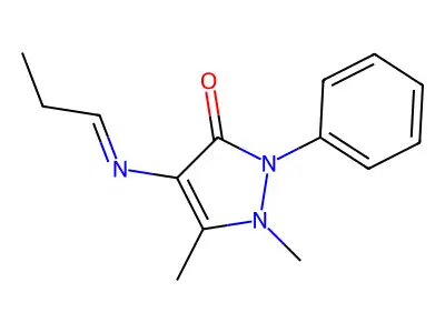 1,5-dimethyl-2-phenyl-4-(propylideneamino)-1,2-dihydro-3H-pyrazol-3-one structure