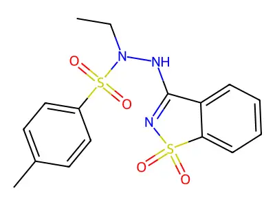 N'-(1,1-dioxido-1,2-benzothiazol-3-yl)-N-ethyl-4-methylbenzenesulfonohydrazide structure