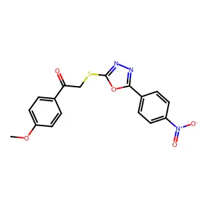 1-(4-Methoxyphenyl)-2-((5-(4-nitrophenyl)-1,3,4-oxadiazol-2-YL)thio)ethanone structure