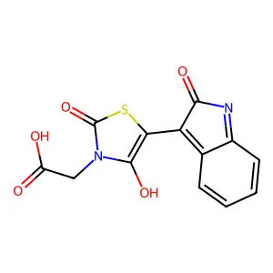 [(5E)-2,4-dioxo-5-(2-oxo-1,2-dihydro-3H-indol-3-ylidene)-1,3-thiazolidin-3-yl]acetic acid structure