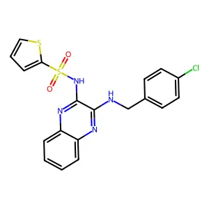 N-(3-((4-chlorobenzyl)amino)quinoxalin-2-yl)thiophene-2-sulfonamide structure