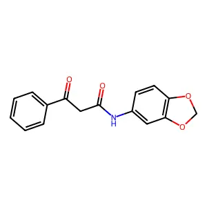 N-Benzo[1,3]dioxol-5-yl-3-oxo-3-phenyl-propionamide structure