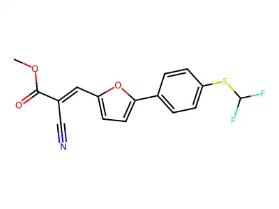 (E)-methyl 2-cyano-3-(5-(4-((difluoromethyl)thio)phenyl)furan-2-yl)acrylate structure