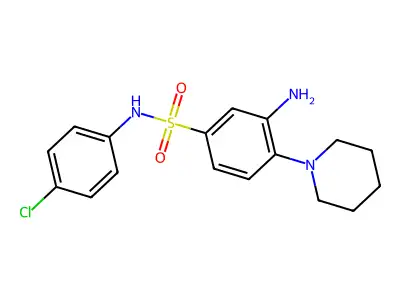 3-amino-N-(4-chlorophenyl)-4-(piperidin-1-yl)benzene-1-sulfonamide structure