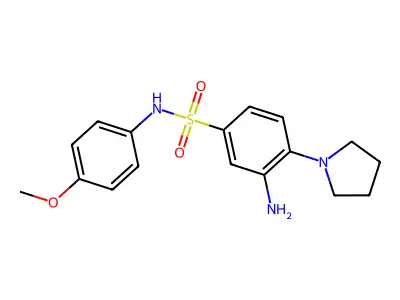 3-amino-N-(4-methoxyphenyl)-4-(pyrrolidin-1-yl)benzene-1-sulfonamide structure