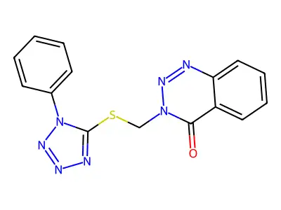 3-[(1-phenyltetrazol-5-yl)sulfanylmethyl]-1,2,3-benzotriazin-4-one structure