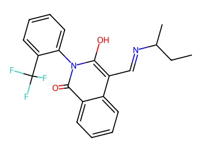 4-[(butan-2-ylamino)methylidene]-2-[2-(trifluoromethyl)phenyl]isoquinoline-1,3-dione structure