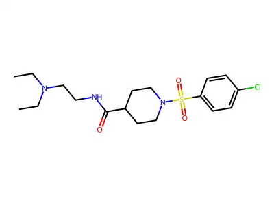 1-((4-chlorophenyl)sulfonyl)-N-(2-(diethylamino)ethyl)piperidine-4-carboxamide structure