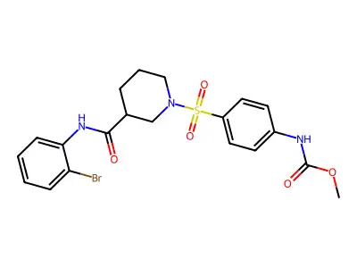Methyl (4-((3-((2-bromophenyl)carbamoyl)piperidin-1-yl)sulfonyl)phenyl)carbamate structure