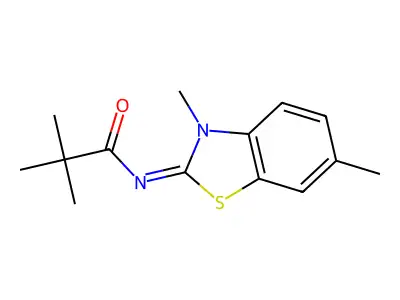 N-(3,6-dimethyl-1,3-benzothiazol-2-ylidene)-2,2-dimethylpropanamide structure