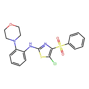 5-chloro-N-[2-(morpholin-4-yl)phenyl]-4-(phenylsulfonyl)-1,3-thiazol-2-amine structure