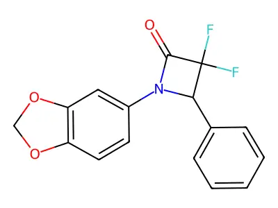 1-(1,3-Dioxaindan-5-yl)-3,3-difluoro-4-phenylazetidin-2-one structure