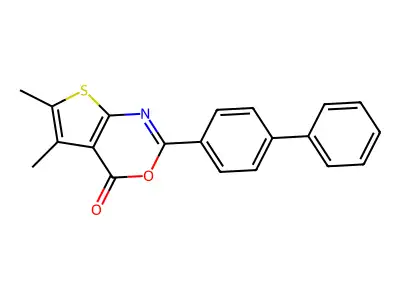 2-(biphenyl-4-yl)-5,6-dimethyl-4H-thieno[2,3-d][1,3]oxazin-4-one structure