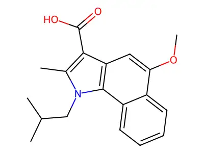 1-Isobutyl-5-methoxy-2-methyl-1H-benzo[g]indole-3-carboxylic acid structure