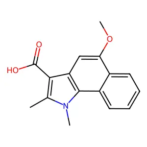 5-methoxy-1,2-dimethyl-1H-benzo[g]indole-3-carboxylic acid structure