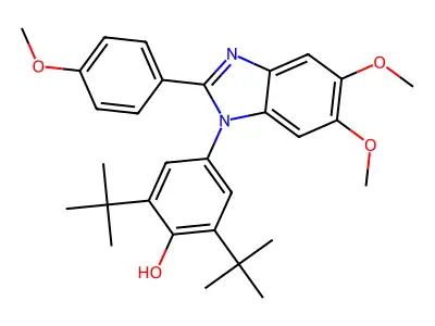 2,6-Ditert-butyl-4-[5,6-dimethoxy-2-(4-methoxyphenyl)benzimidazol-1-yl]phenol structure