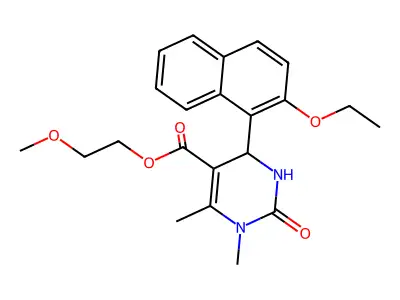 2-methoxyethyl 6-(2-ethoxynaphthalen-1-yl)-3,4-dimethyl-2-oxo-1,6-dihydropyrimidine-5-carboxylate structure