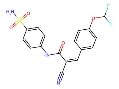 2-cyano-3-[4-(difluoromethoxy)phenyl]-N-(4-sulfamoylphenyl)prop-2-enamide structure