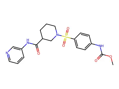 Methyl (4-((3-(pyridin-3-ylcarbamoyl)piperidin-1-yl)sulfonyl)phenyl)carbamate structure