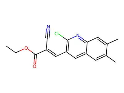 Ethyl 3-(2-chloro-6,7-dimethylquinolin-3-yl)-2-cyanoprop-2-enoate structure