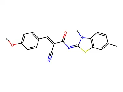 (E)-2-cyano-N-(3,6-dimethyl-1,3-benzothiazol-2-ylidene)-3-(4-methoxyphenyl)prop-2-enamide structure