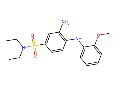 3-amino-N,N-diethyl-4-((2-methoxyphenyl)amino)benzene-1-sulfonamide structure