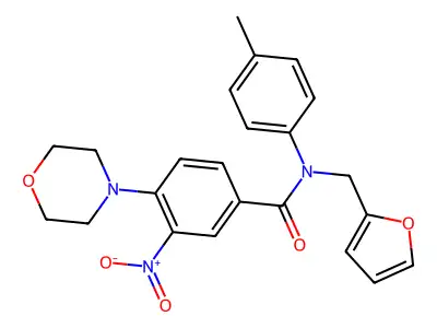 N-(2-furylmethyl)-N-(4-methylphenyl)-4-(4-morpholinyl)-3-nitrobenzamide structure