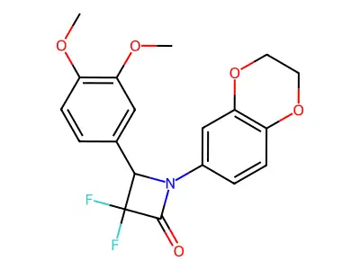 1-(2,3-dihydro-1,4-benzodioxin-6-yl)-4-(3,4-dimethoxyphenyl)-3,3-difluoroazetidin-2-one structure
