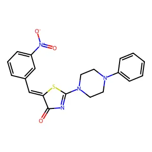 (E)-5-(3-nitrobenzylidene)-2-(4-phenylpiperazin-1-yl)thiazol-4(5H)-one structure