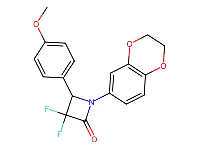 1-(2,3-dihydro-1,4-benzodioxin-6-yl)-3,3-difluoro-4-(4-methoxyphenyl)azetidin-2-one structure