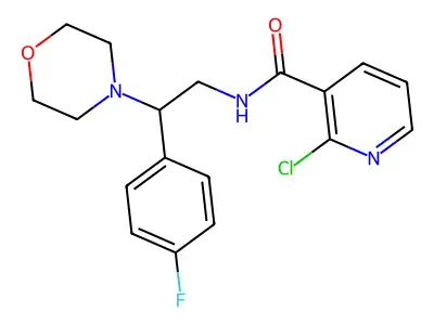2-chloro-N-[2-(4-fluorophenyl)-2-(morpholin-4-yl)ethyl]pyridine-3-carboxamide structure