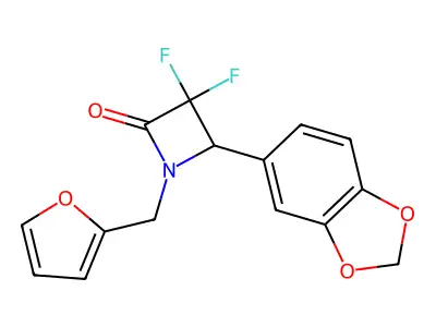 4-(1,3-Dioxaindan-5-yl)-3,3-difluoro-1-[(furan-2-yl)methyl]azetidin-2-one structure