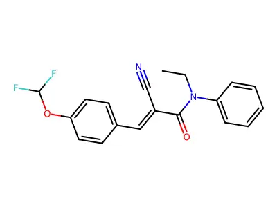 (E)-2-cyano-3-[4-(difluoromethoxy)phenyl]-N-ethyl-N-phenylprop-2-enamide structure