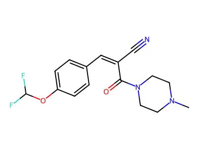 3-[4-(Difluoromethoxy)phenyl]-2-(4-methylpiperazine-1-carbonyl)prop-2-enenitrile structure