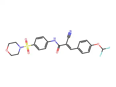 (E)-2-cyano-3-[4-(difluoromethoxy)phenyl]-N-(4-morpholin-4-ylsulfonylphenyl)prop-2-enamide structure