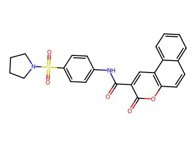 3-oxo-N-[4-(pyrrolidine-1-sulfonyl)phenyl]-3H-benzo[f]chromene-2-carboxamide structure