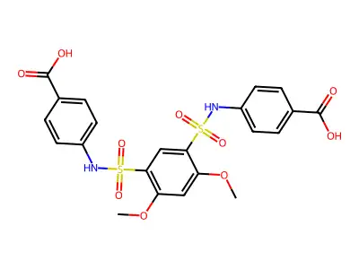 4,6-dimethoxy-N,N'-bis(4-carboxyphenyl)benzene-1,3-disulfonamide structure