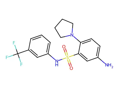 5-amino-2-(pyrrolidin-1-yl)-N-[3-(trifluoromethyl)phenyl]benzene-1-sulfonamide structure