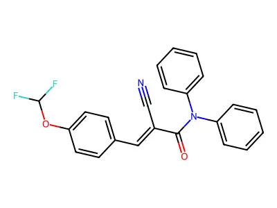 2-cyano-3-[4-(difluoromethoxy)phenyl]-N,N-diphenylprop-2-enamide structure