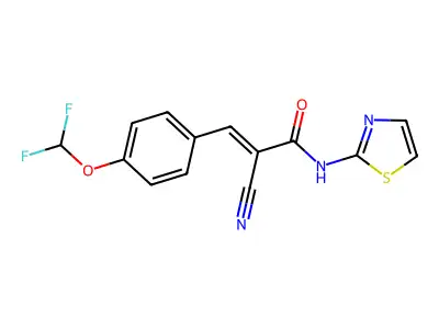 2-cyano-3-[4-(difluoromethoxy)phenyl]-N-(1,3-thiazol-2-yl)prop-2-enamide structure