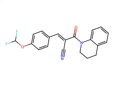 3-[4-(difluoromethoxy)phenyl]-2-(1,2,3,4-tetrahydroquinoline-1-carbonyl)prop-2-enenitrile structure
