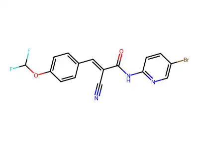 N-(5-bromopyridin-2-yl)-2-cyano-3-[4-(difluoromethoxy)phenyl]prop-2-enamide structure