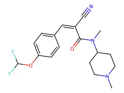 2-cyano-3-[4-(difluoromethoxy)phenyl]-N-methyl-N-(1-methylpiperidin-4-yl)prop-2-enamide structure