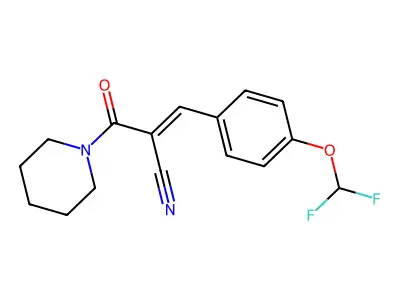 3-[4-(Difluoromethoxy)phenyl]-2-(piperidine-1-carbonyl)prop-2-enenitrile structure