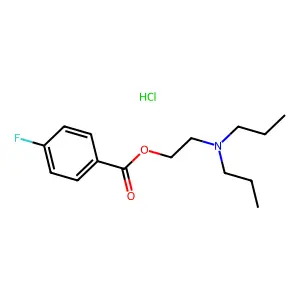 Benzoic acid, p-fluoro-, dipropylaminoethyl ester, hydrochloride structure