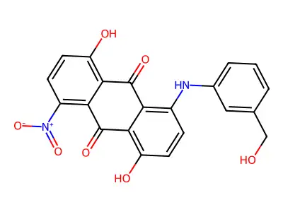 1,5-Dihydroxy-4-((3-(hydroxymethyl)phenyl)amino)-8-nitroanthracene-9,10-dione structure